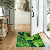 Boho Chic Green Lush Monstera Leaf Green Area Rug