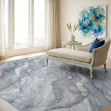Blue Crystal Marble Area Rug
