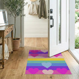 Multi-color and Patterns Rainbow Hearts Striped Area Rug