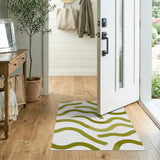 Green Wavy Brushstroke Area Rug