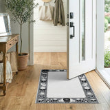 Gothic Skull Border Black White Area Rug