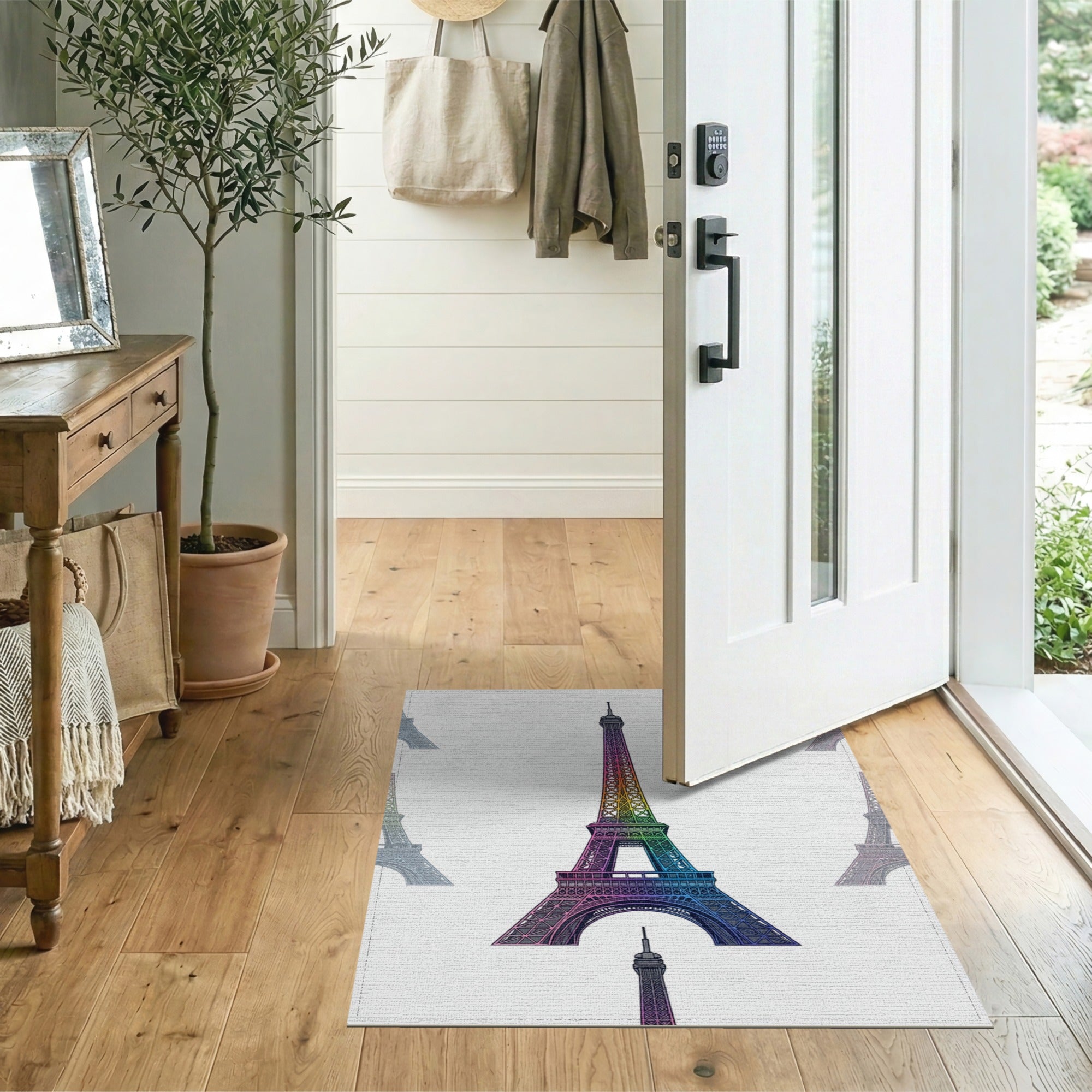 Rainbow Eiffel Tower Area Rug