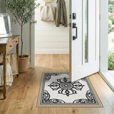 Heritage Tribal Intricate Black White Mandala Area Rug
