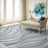 Abstract Area Grey Swirling Waves Abstract Area Rug