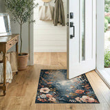 Misty Woodland Poppy Floral Area Rug