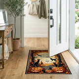Halloween Black Cats Pumpkins Bats Full Moon Area Rug
