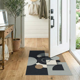 Modern Geometric Grey Tan Circles Area Rug