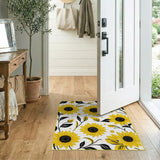 Floral Vintage Yellow Vibrant Yellow Sunflower Area Rug