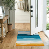 Blue and Teal Teal Ocean Waves Abstract Area Rug