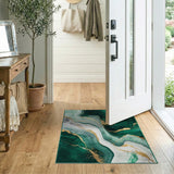 Emerald Green Marble Gold Vein Abstract Area Rug