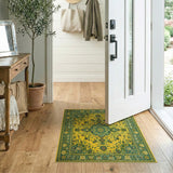 Yellow Teal Traditional Persian Area Rug