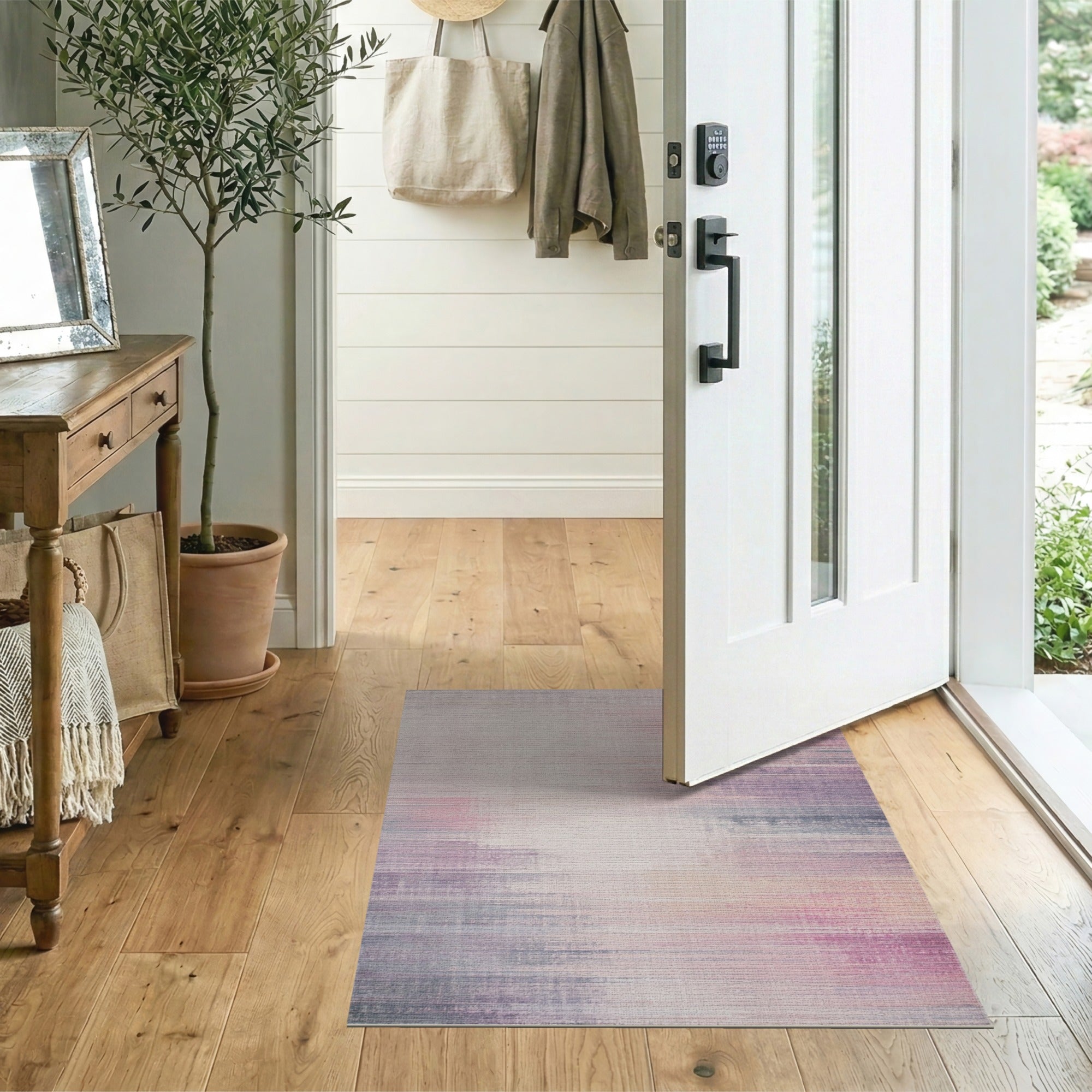 Distressed Vintage Pink Purple Streak Area Rug