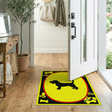 Playful Beagle Silhouette Bone Border Area Rug