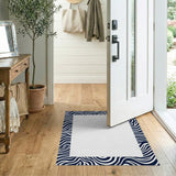Black White Wavy Zebra Area Rug