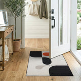 Abstract Geometric Area Rug Black White Orange
