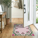 Ornate Pink Floral Vine Area Rug