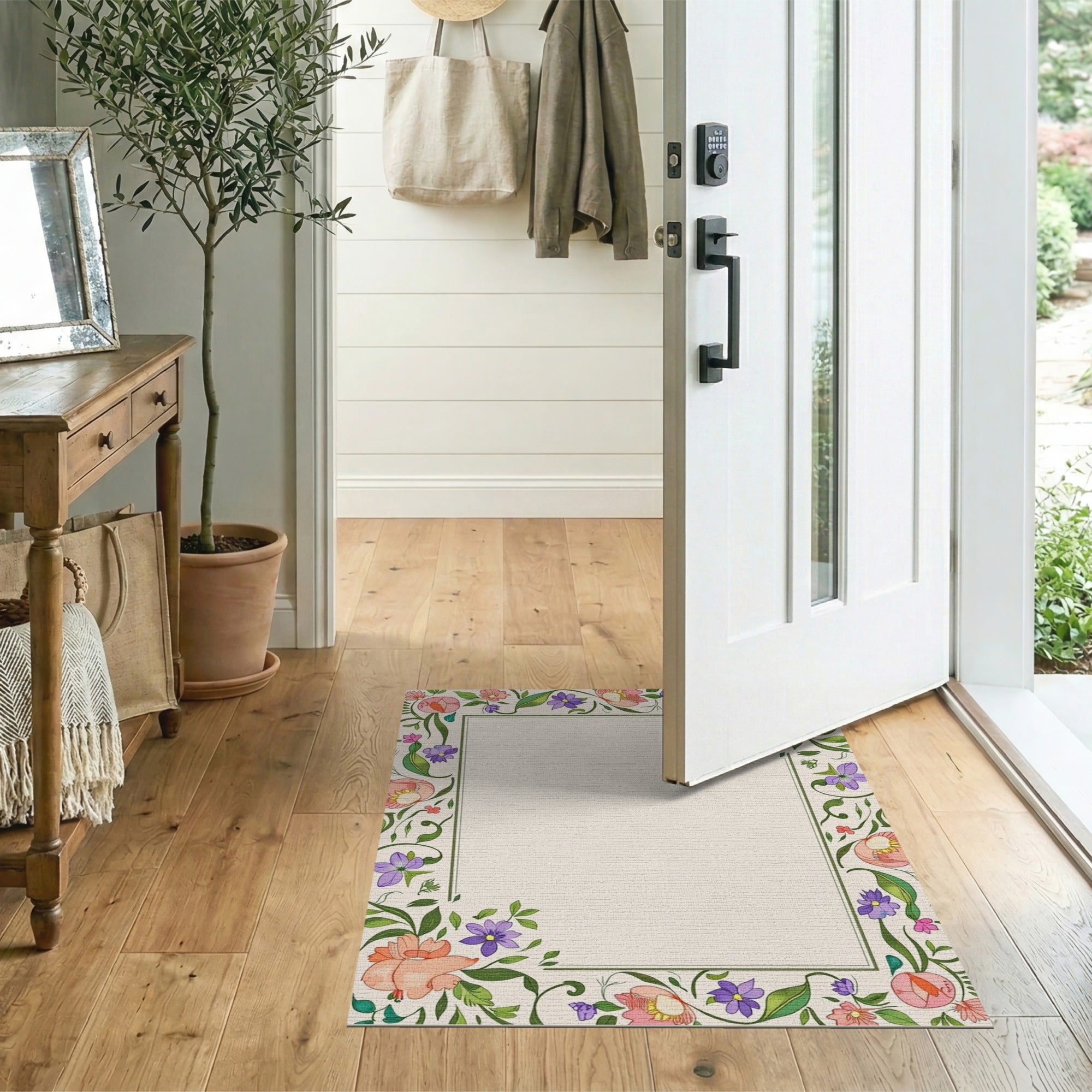 Multi-color and Patterns Vintage Floral Border Area Rug