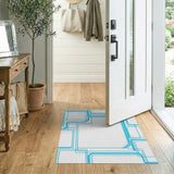 Modern Blue Geometric Line Area Rug