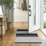 Woven Geometric Modern Bold Black White Striped Woven Area Rug