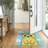 Adorable Big-Eyed Yellow Puppy Cartoon Rug