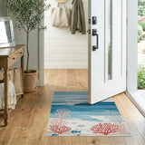 Coastal Ocean Waves Coral Reef Area Rug