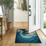 Shark Leaping Midnight Waves Area Rug