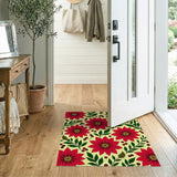 Multi-color and Patterns Vibrant Red Poinsettia Floral Area Rug