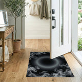 Smoky Halo Abstract Black White Area Rug