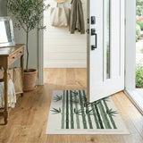 Stylized Green Bamboo Forest Area Rug