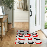 Playful Red Black Scottie Dog Silhouette Area Rug