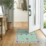 Purple Floral Mint Green Persian Area Rug