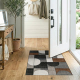 Modern Geometric Abstract Area Rug in Grey