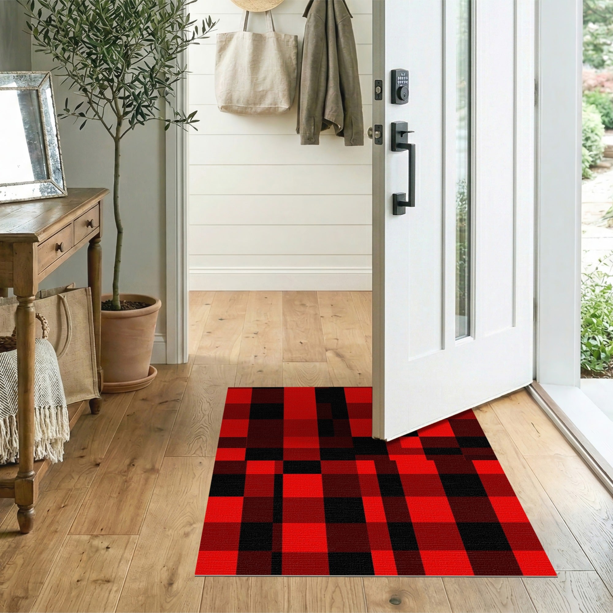 Black Buffalo Plaid Bold Red Black Buffalo Plaid Area Rug