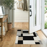 Geometric Modern Black and White Geometric Black White Abstract Area Rug