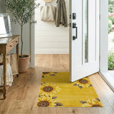 Vibrant Sunflower Border Yellow Area Rug