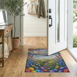 Rainbow Heart Meadow Washable Area Rug