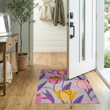 Vibrant Tulip Floral Area Rug in Pink Yellow