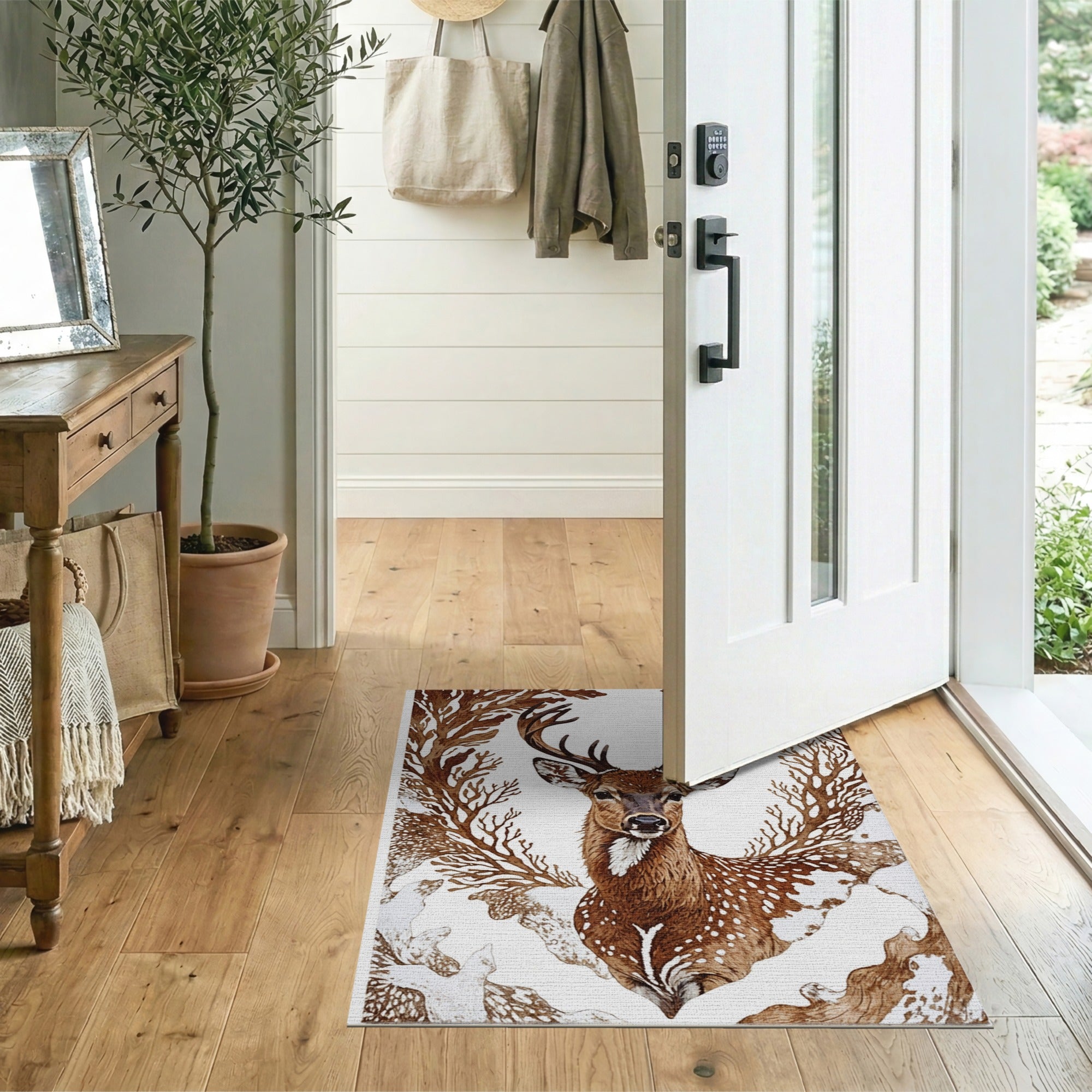 Majestic Spotted Deer Antler Brown Rug