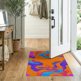 Geometric Modern Vibrant Wavy Multi-Color Geometric Area Rug