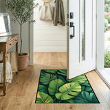 Boho Chic Vibrant Monstera Leaves Green Area Rug