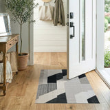 Geometric Black White Abstract Area Rug