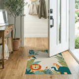 Cute Jungle Animals Area Rug with Lion Giraffe Elephant