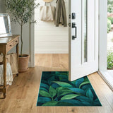 Modern Green Leaf Geometric Area Rug
