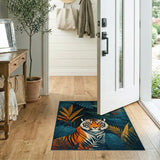 Teal Tiger Jungle Abstract Area Rug
