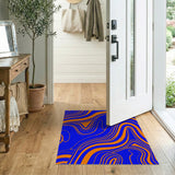 Dynamic Blue Orange Wave Abstract Area Rug
