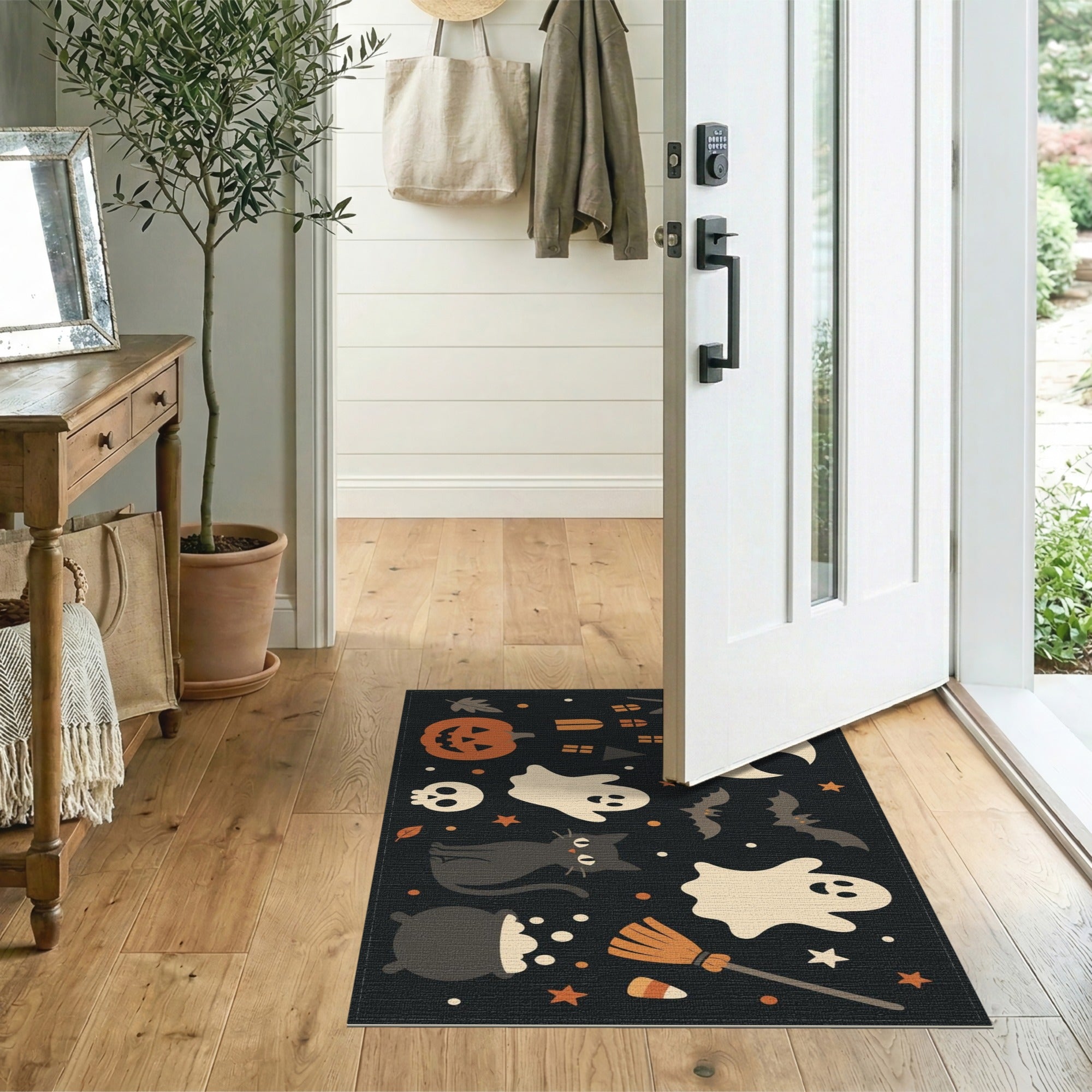 Halloween Ghost Cat Area Rug