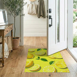 Fruit Pattern Yellow Vibrant Lemon Slices Yellow Area Rug