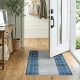 Navy Blue and Gray Striped Area Rug