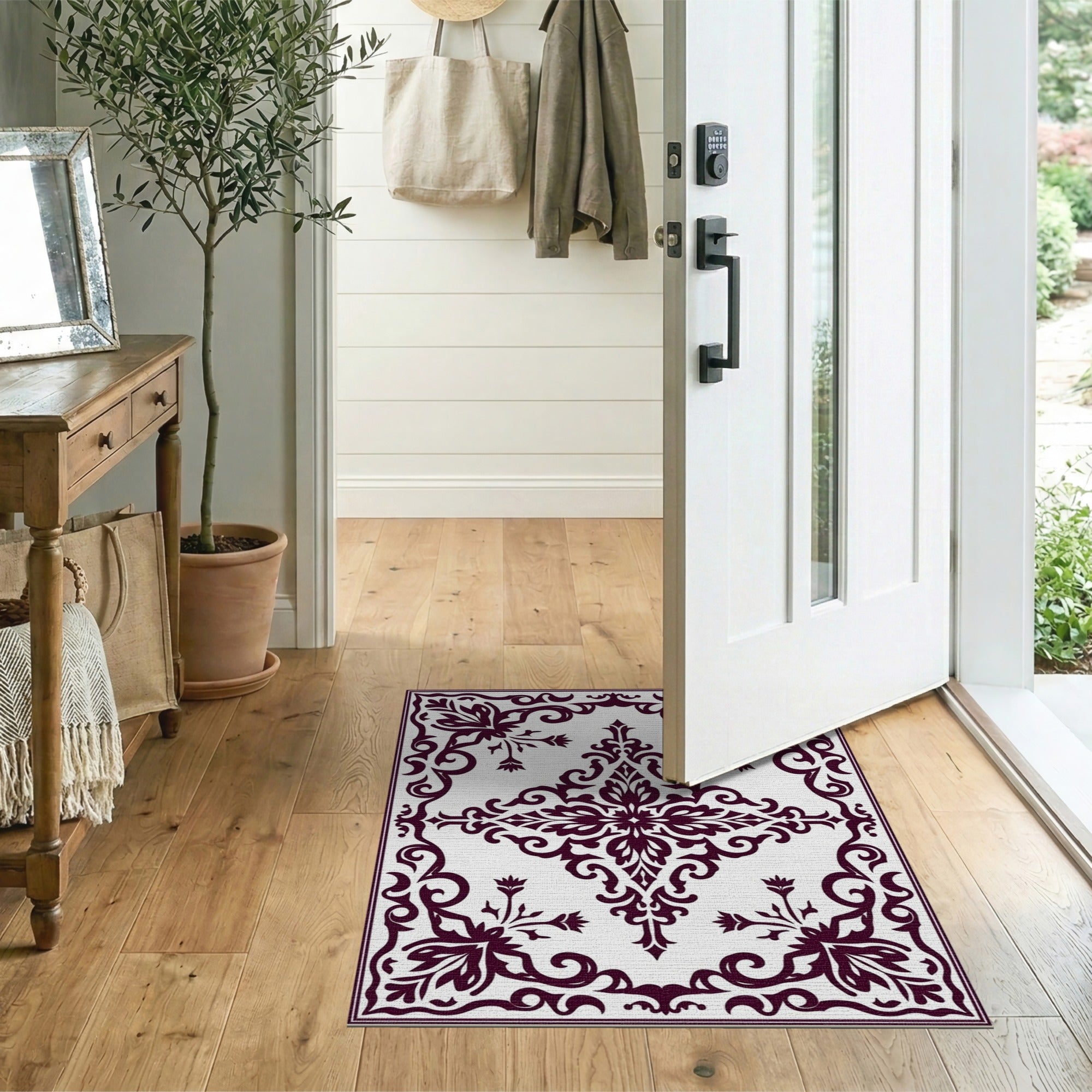 Purple Ornate Floral Medallion Rug