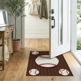 Rustic Baseball Wood Plank Area Rug